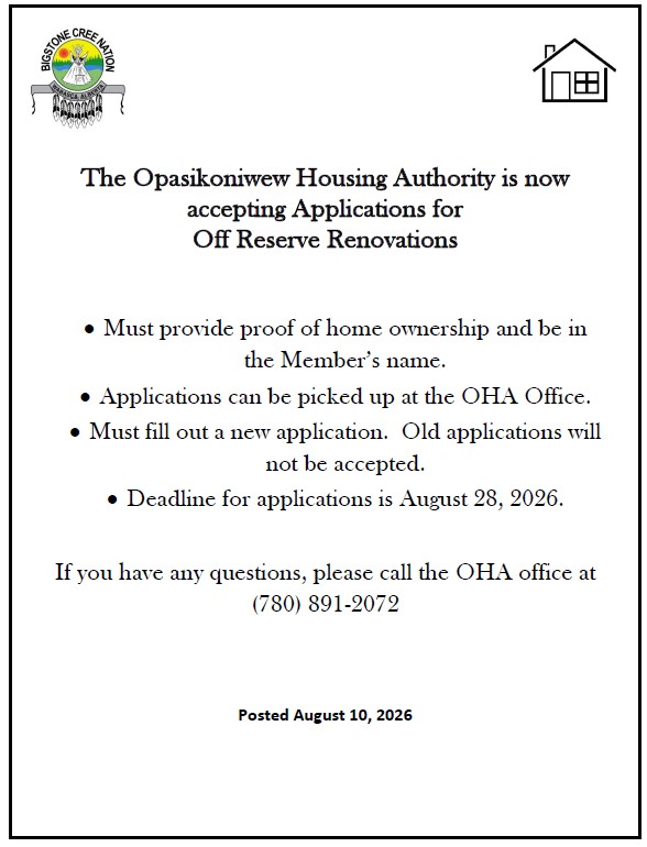 2026 OHA Off Reserve Renovations